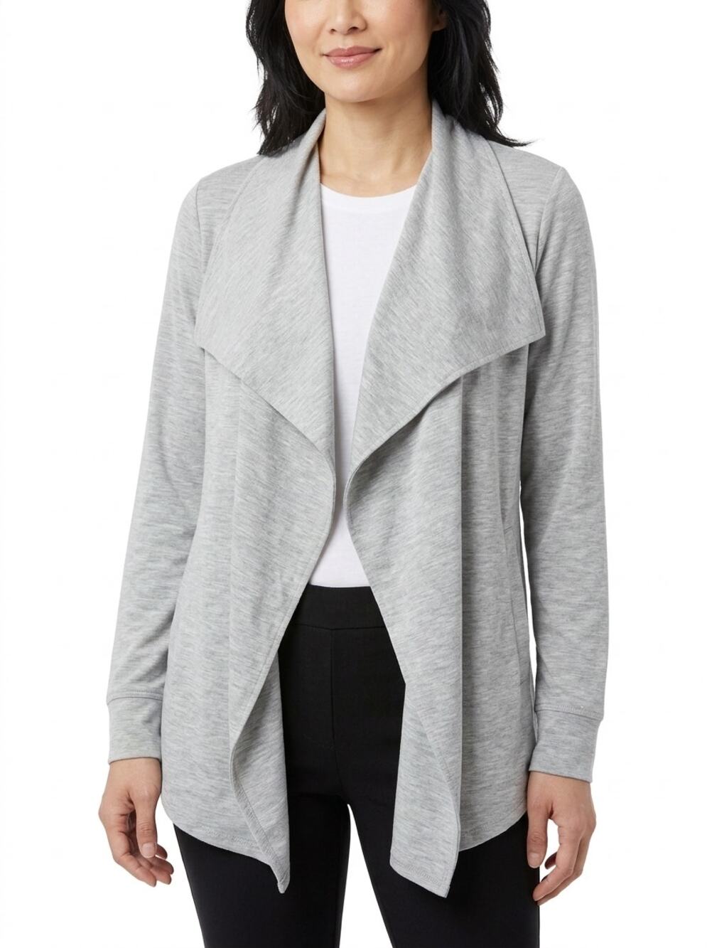 kensie Gray Collared Open Knit Lightweight Stretch Sweater Women Size M